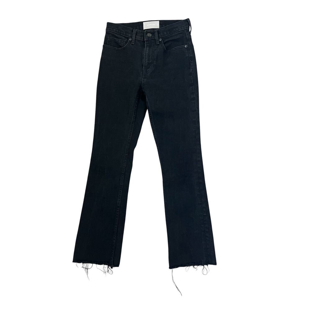 Everlane High Rise Kick Crop Jeans Black Denim Raw Hem Minimalist Casual 24R